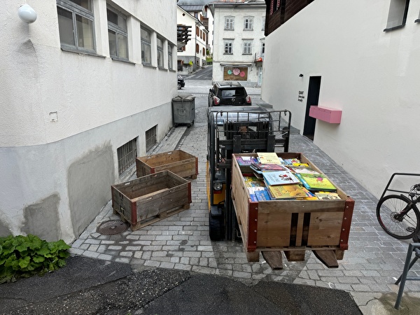 Gabelstapler mit Bücher
