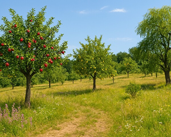 Obstwiese mit Apfelbäumen