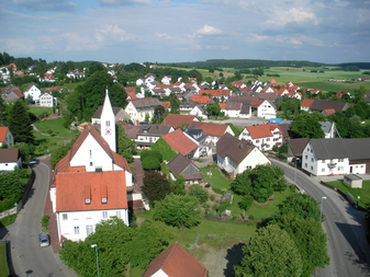Ansicht Kirche von Bonstetten, Deutschland