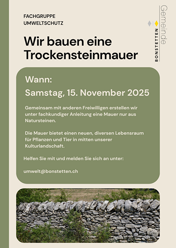 Flyer Anlass Trockensteinmauer bauen
