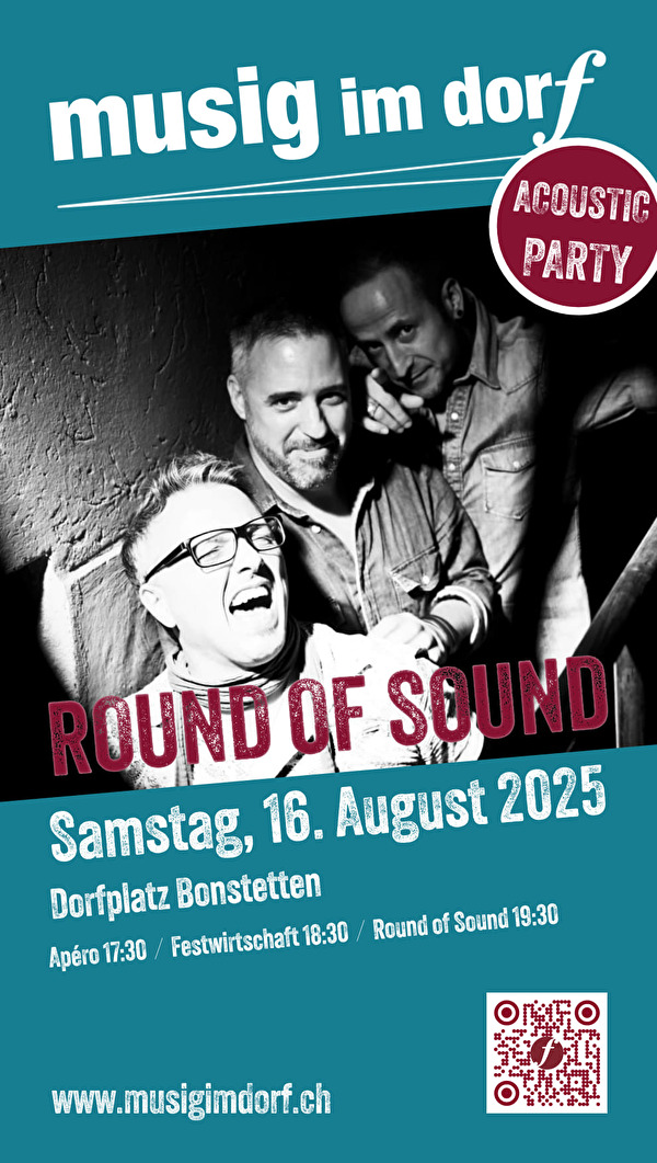 Plakat Musig im Dorf im August mit Band darauf