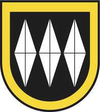 aktuelles Gemeindewappen Bonstetten, gelb, schwarz, weiss