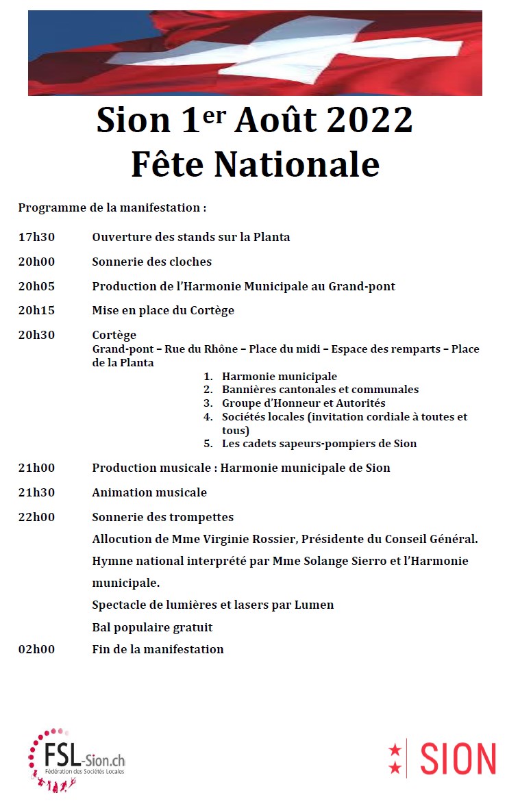 Programme fête Nationale 2022