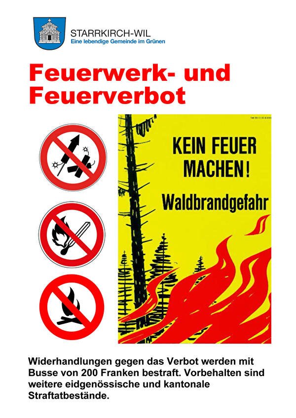 Feuerwerk- und Feuerverbot