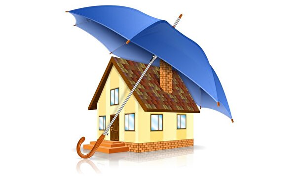 Haus mit Regenschirm