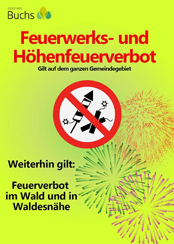 Feuerwerks- und Höhenfeuerverbot