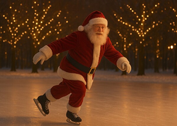 Die Amriswiler Kinder werden beim Amriswil on Ice vom Samichlaus beschenkt.