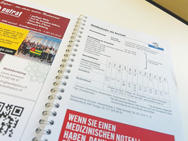 Die in der blauen Amriswiler Agenda 2025 angegebenen Kehrichtabfuhrtage sind falsch. Seit dem 1. Januar 2025 wird in ganz Amriswil nur noch am Donnerstag gesammelt. 