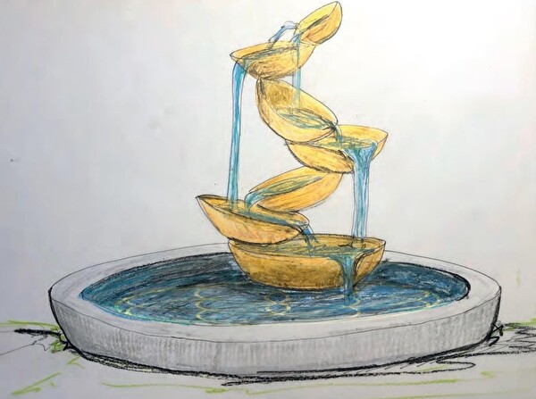 Das Siegerprojekt, der 2,2 Meter hohe Brunnen, wurde von der Künstlerin Joëlle Allet entworfen.