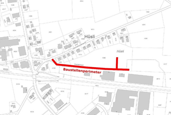 Entlang dieser Strasse werden ab Montag, 4. Mai, Bauarbeiten ausgeführt.