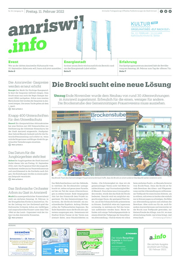 Titelseite amriswil.info