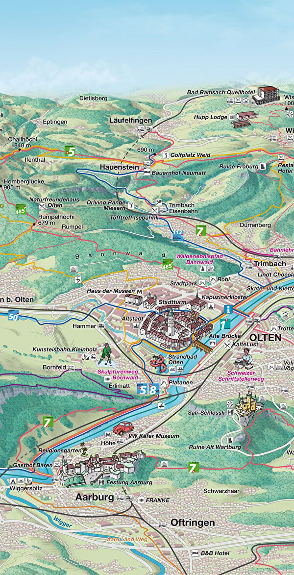 Bildausschnitt Erlebniskarte Olten, Gösgen, Gäu, Aarburg