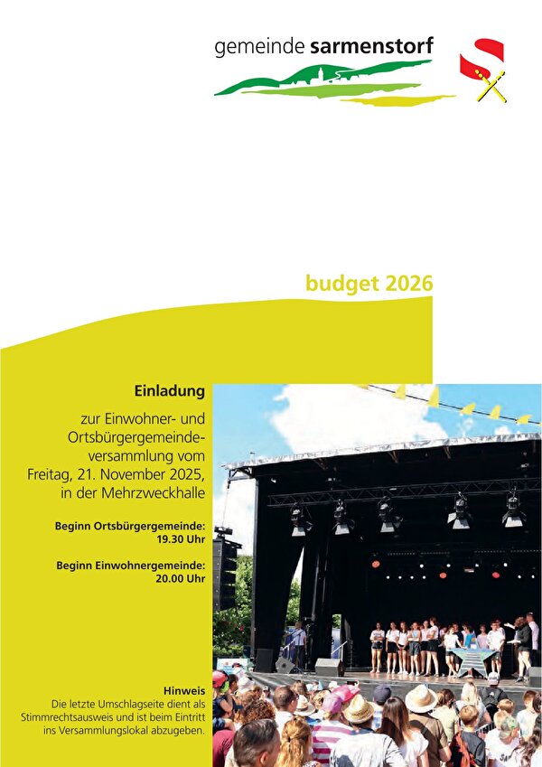 Titelseite Einladung Gemeindeversammlung 21.11.2025