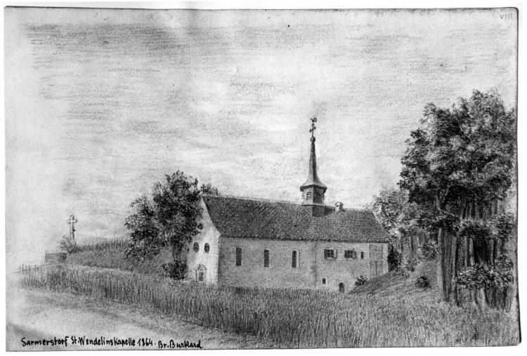 St. Wendelingskapelle Bleistiftszeichnung B. Küng, 1966