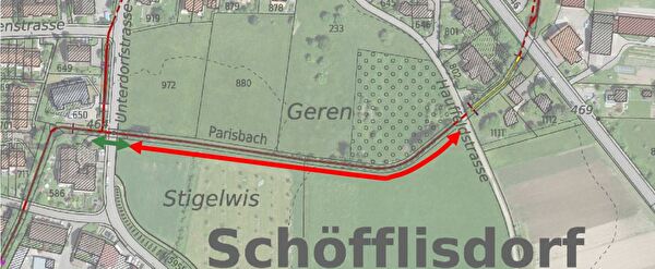 Strecke Bachaufwertung Parisbach