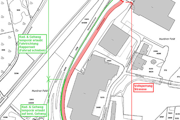 Strassenansicht Teilsperrung Industriestrasse