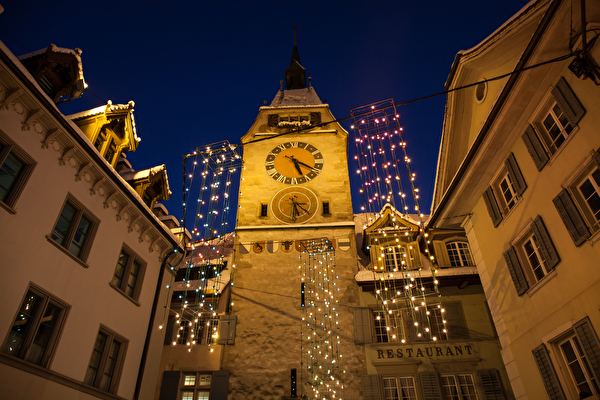 Weihnachtsbeleuchtung bei Zytturm