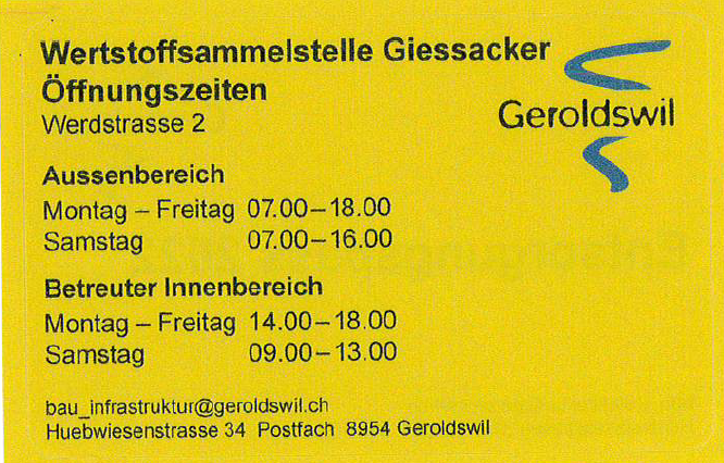 Entsorgungspass Vorderseite