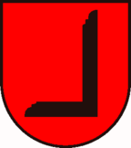 Wappen von Herbetswil schwarzer Zimmermannswinkel auf rotem Grund