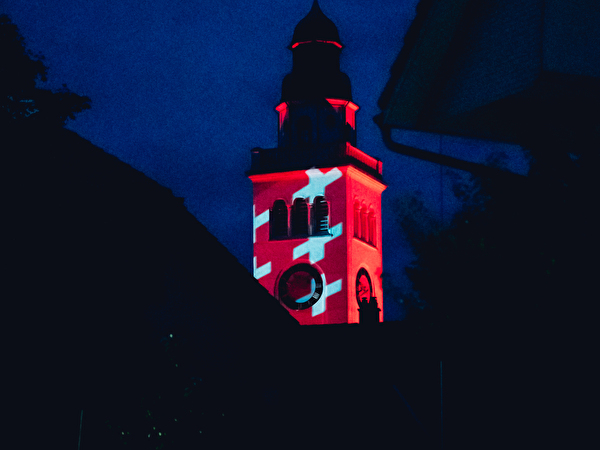 Foto beleuchtete Kirche 1. August