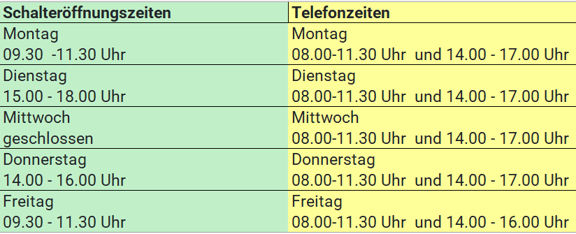 Öffnungszeiten