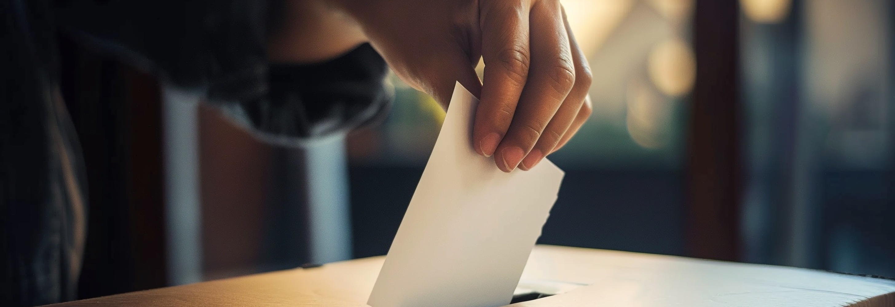 Bild Stimmzettel in Urne einlegen