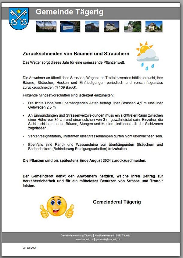 Flyer Zurückschneiden von Bäumen und Sträuchern
