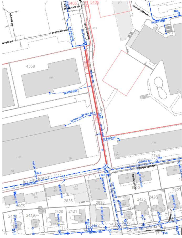 Perimeter Wasserleitungsersatz, Übersichtsplan