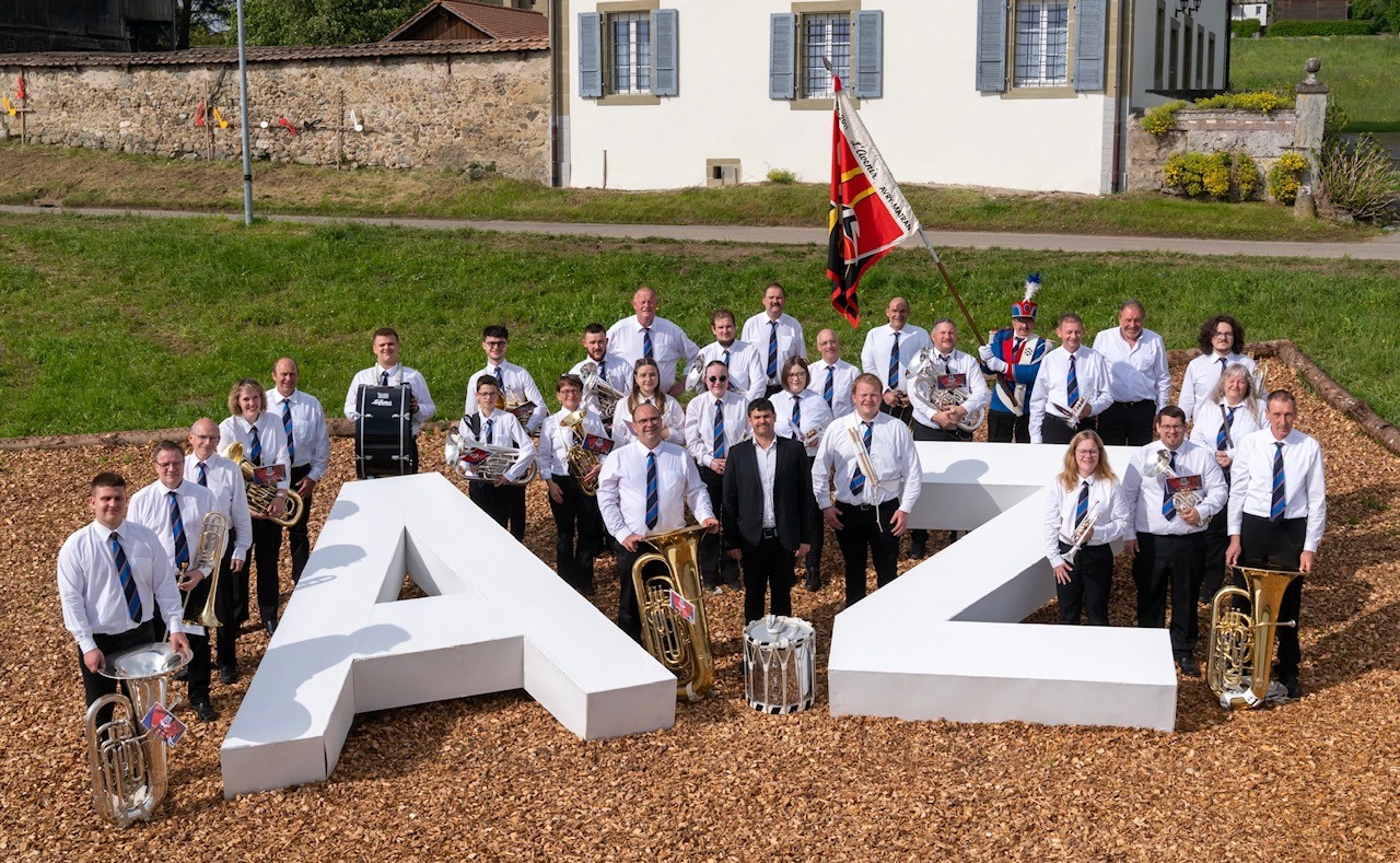 Photo officielle du Giron des Musiques de la Sarine à Onnens en 2023 
