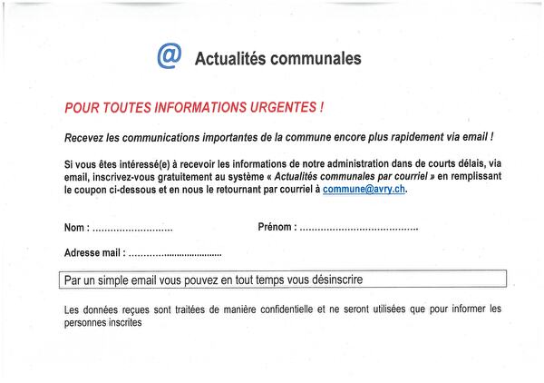 Inscription aux actualités communales