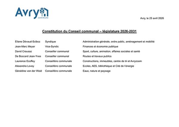 constitution du Conseil communal 