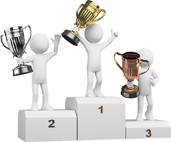 Illustration eines Podests mit drei Gewinnern