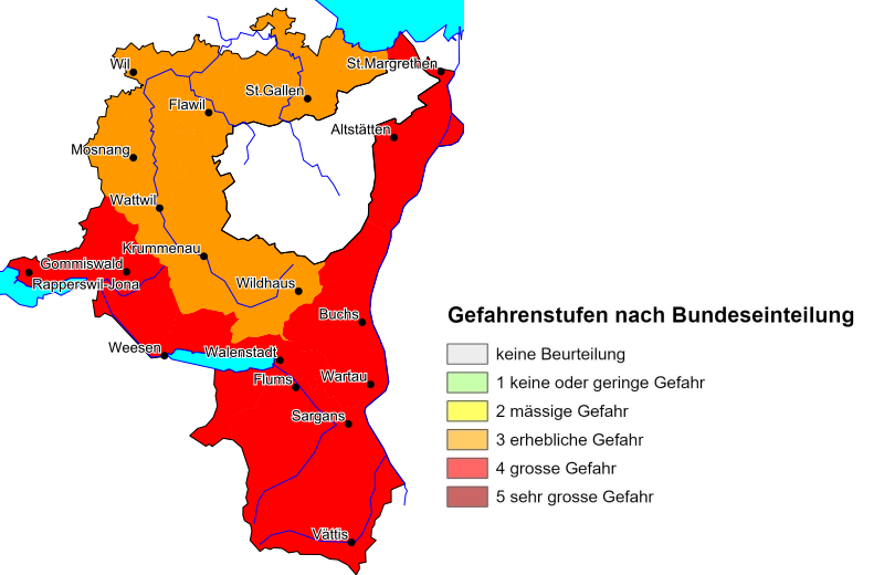 Darstellung Kanton Waldbrandgefahr