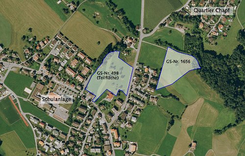 Engelburg; Dorfmitte aus Vogelperspektive
