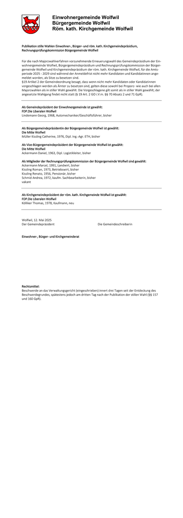 Publikation stiller Wahlen