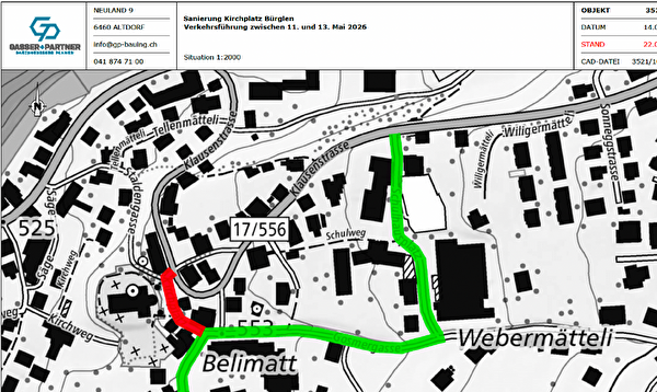 Plan Nacharbeiten Kirchplatz Bürglen