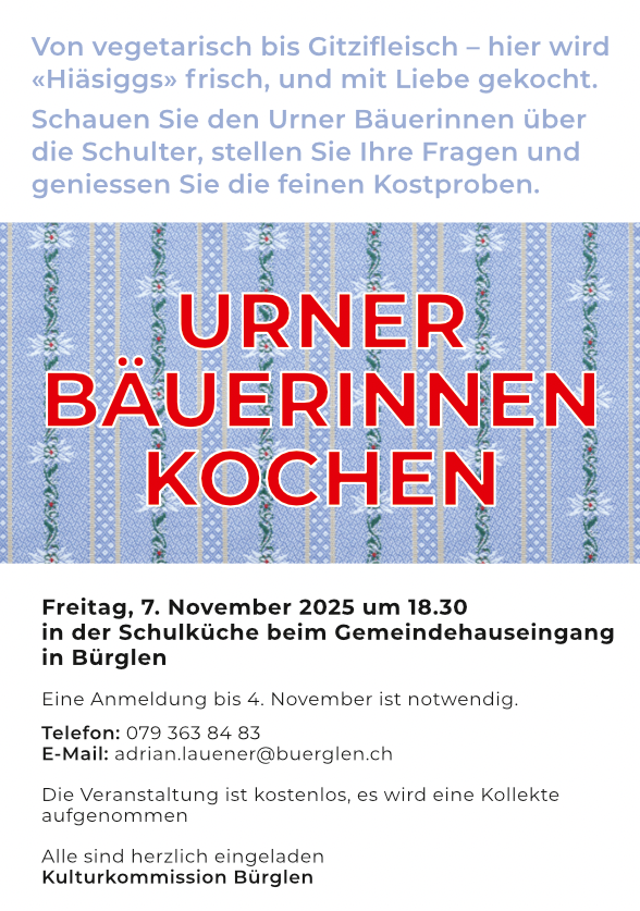 Flyer Urner Bäuerinnen Kochen