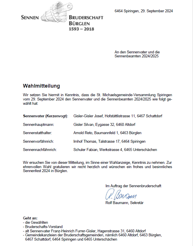 Wahlmitteilung