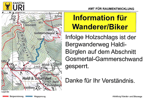 Information Wanderwegsperrung