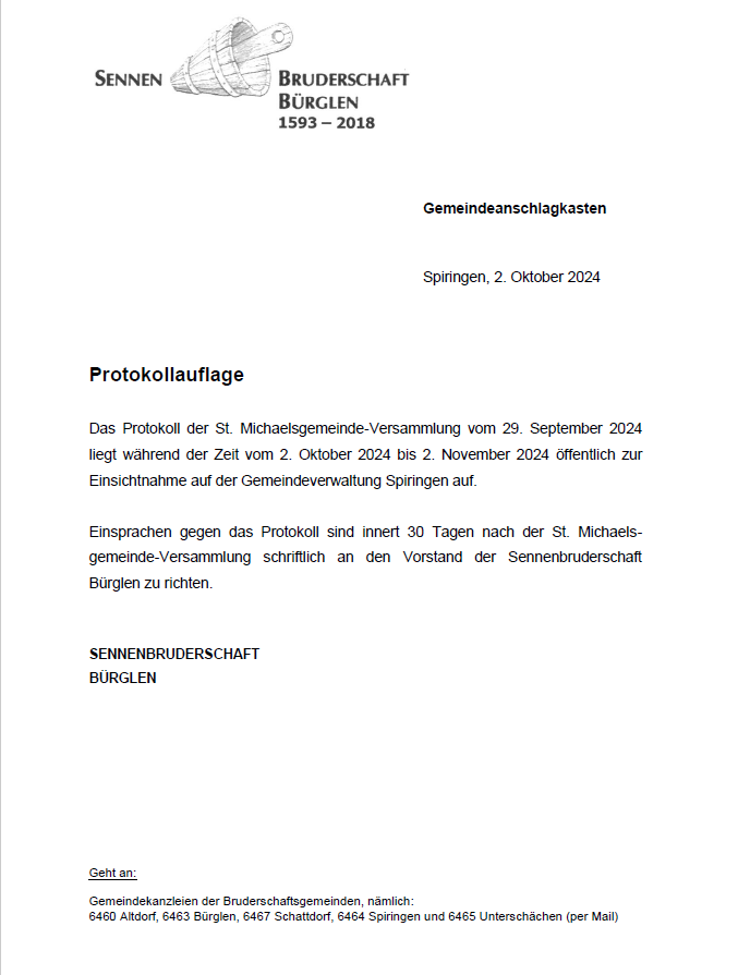 Protokollauflage