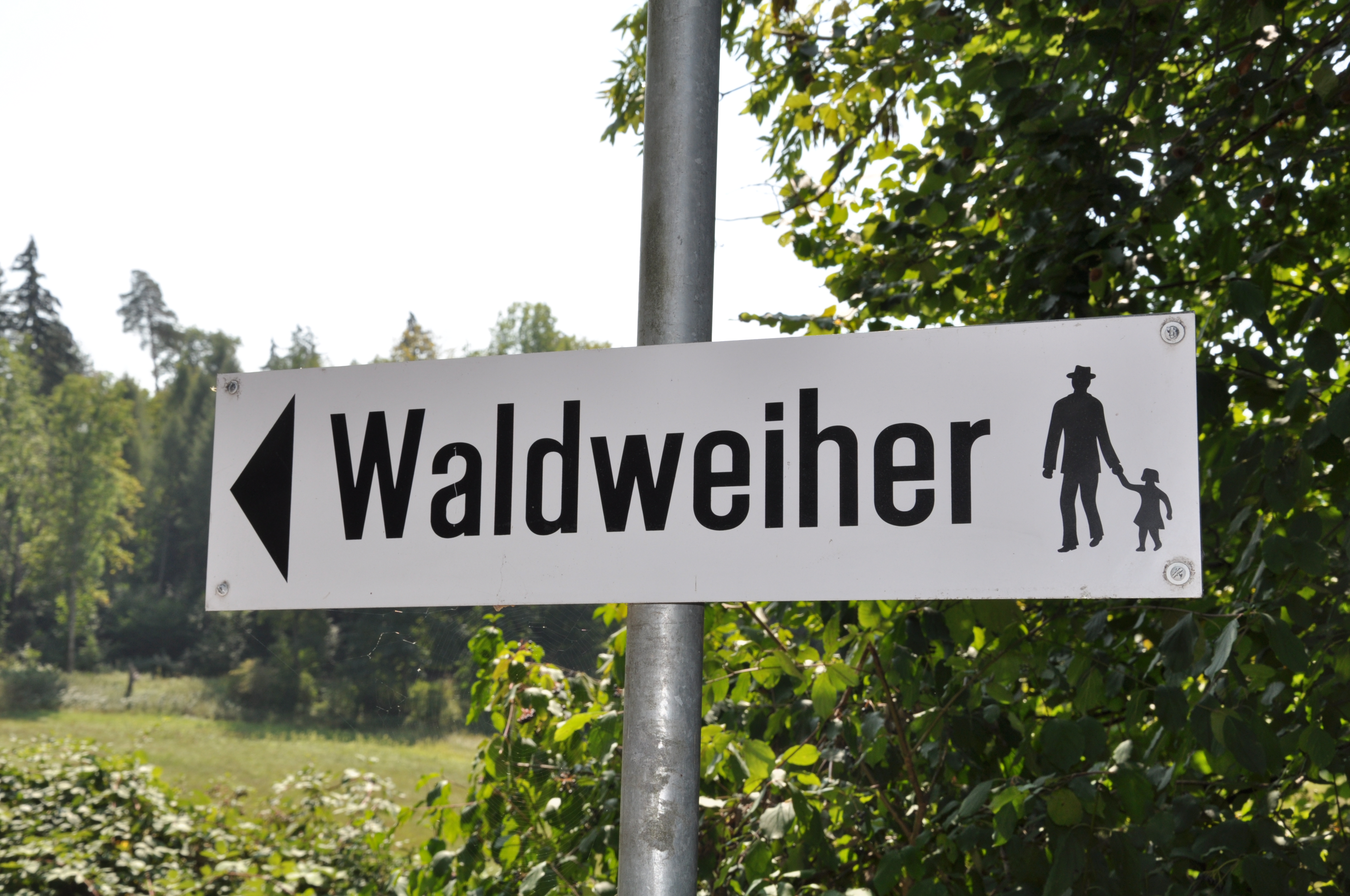 Beschilderung zum Waldweiher in Gattikon