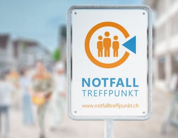 Notfalltreffpunkt-Hinweisschild