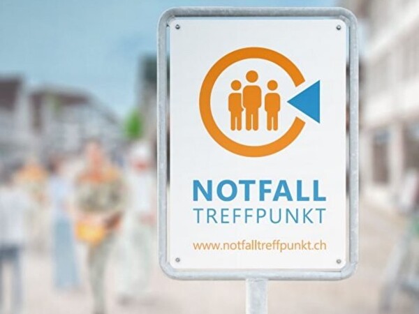 Notfalltreffpunkt-Hinweisschild