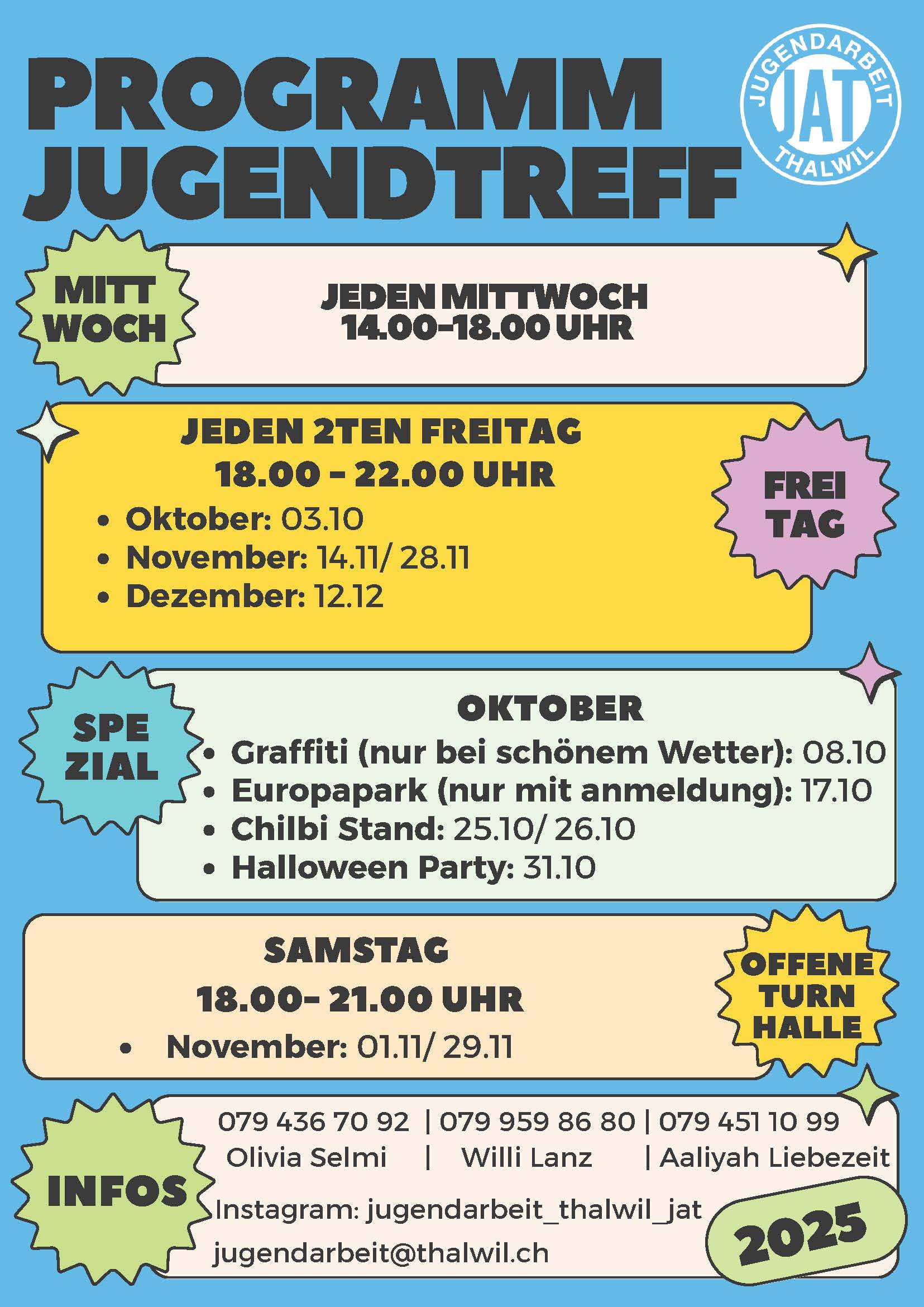 Programm Jugendtreff Oktober 2025