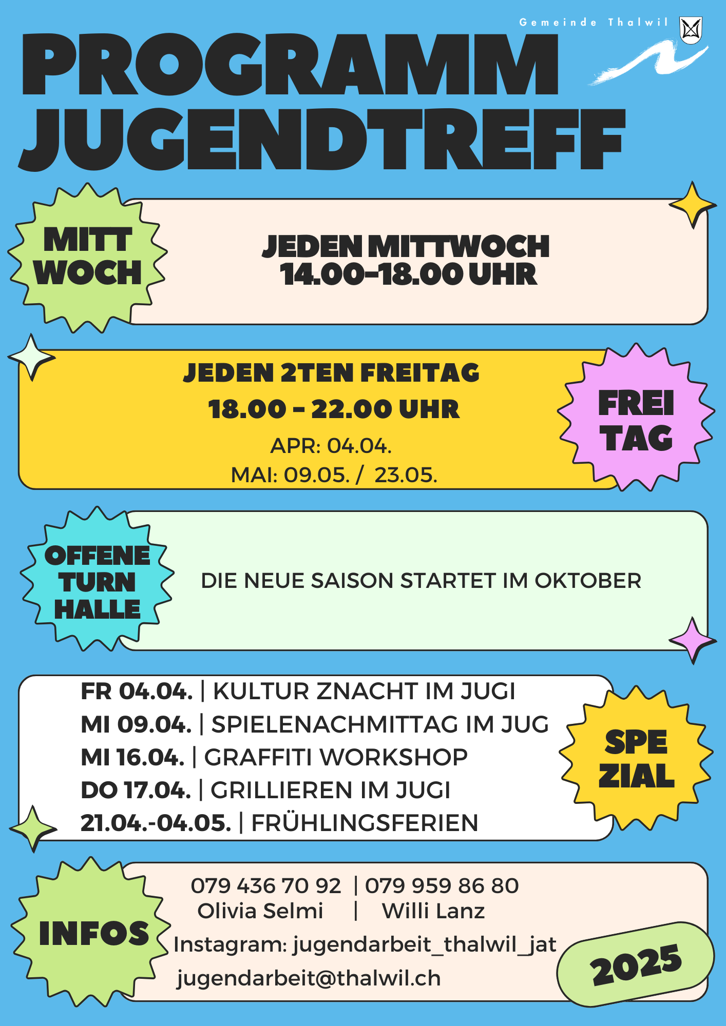 Programm Jugendtreff April 2025