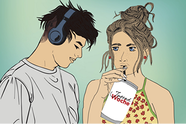 Zwei jugendliche gezeichnet