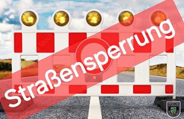 Bild mit Schriftzug Strassensperrung