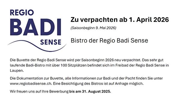 Bistro Regio Badi Sense zu verpachten