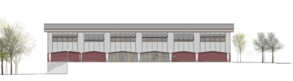 Neubau Schule Ort Ansicht West