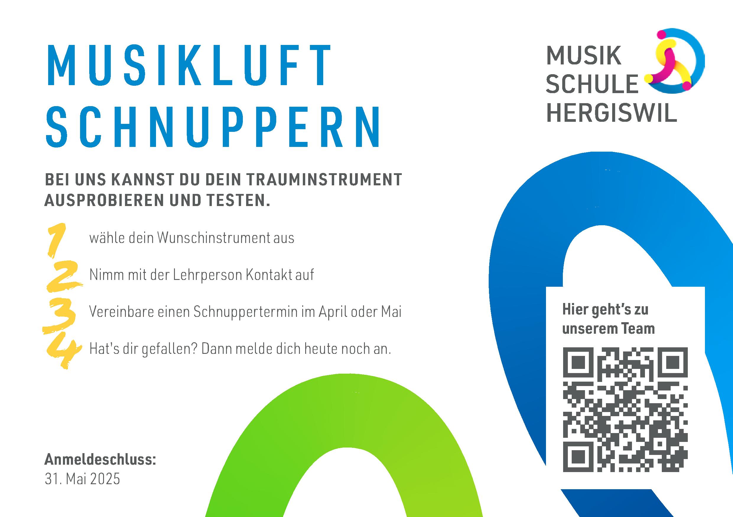 Flyer Schnuppereinheiten Musikschule